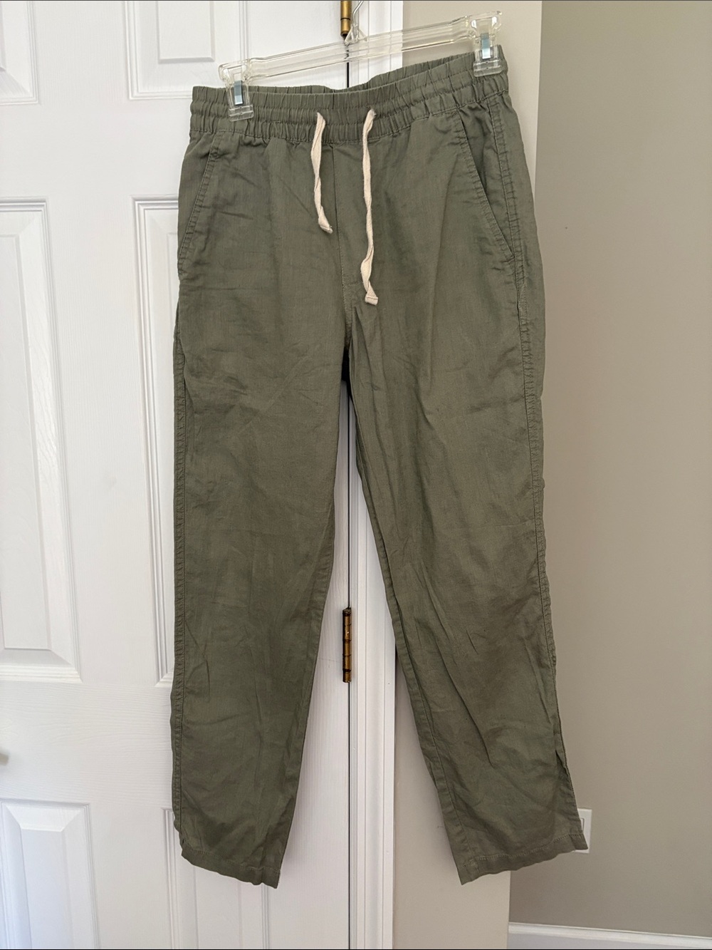 Zara Men's Linen/cotton Olive Drawstring Chinos
